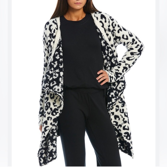 58) NWT UGG Phoebe Leopard Knit Long Sleeve Wrap Cardigan S & L - Picture 3 of 4